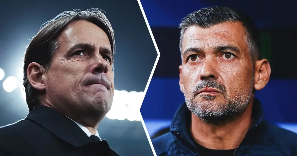 Huấn luyện viên hai đội Inter Milan và Lazio chỉ đạo chiến thuật bên đường biên trong trận đấu Serie A