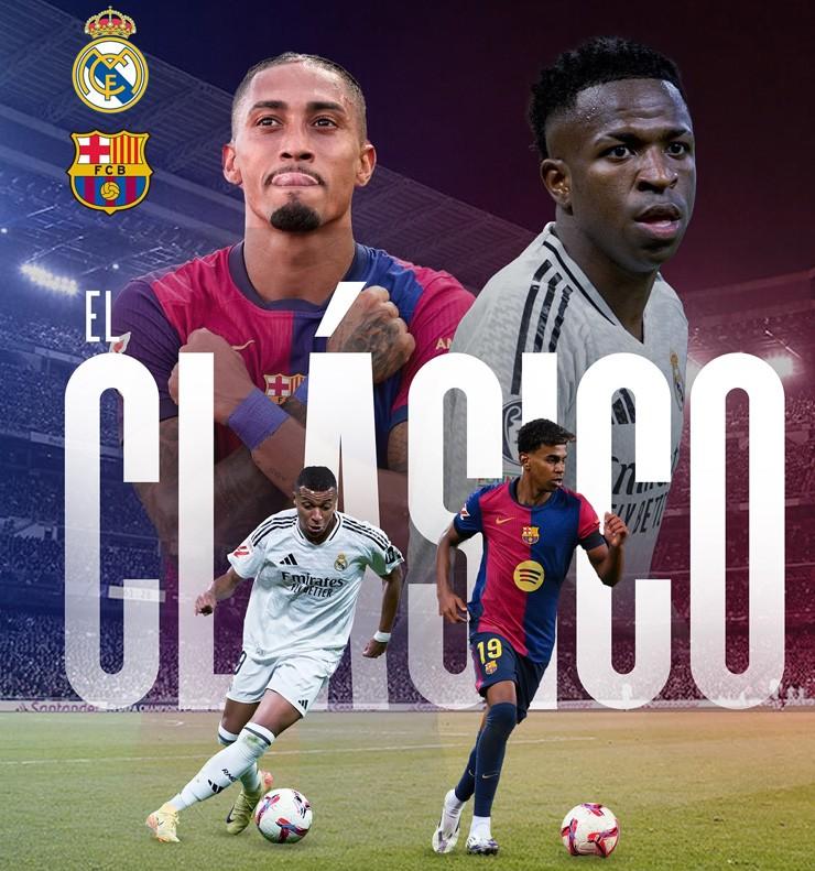 Khoảnh khắc đối đầu mang tính biểu tượng giữa Lionel Messi của Barcelona và Cristiano Ronaldo của Real Madrid trong một trận siêu kinh điển La Liga.