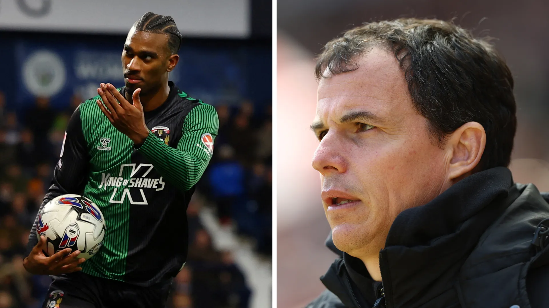 HLV Regis Le Bris của Sunderland và tiền đạo Haji Wright của Coventry City trước thềm trận play-off