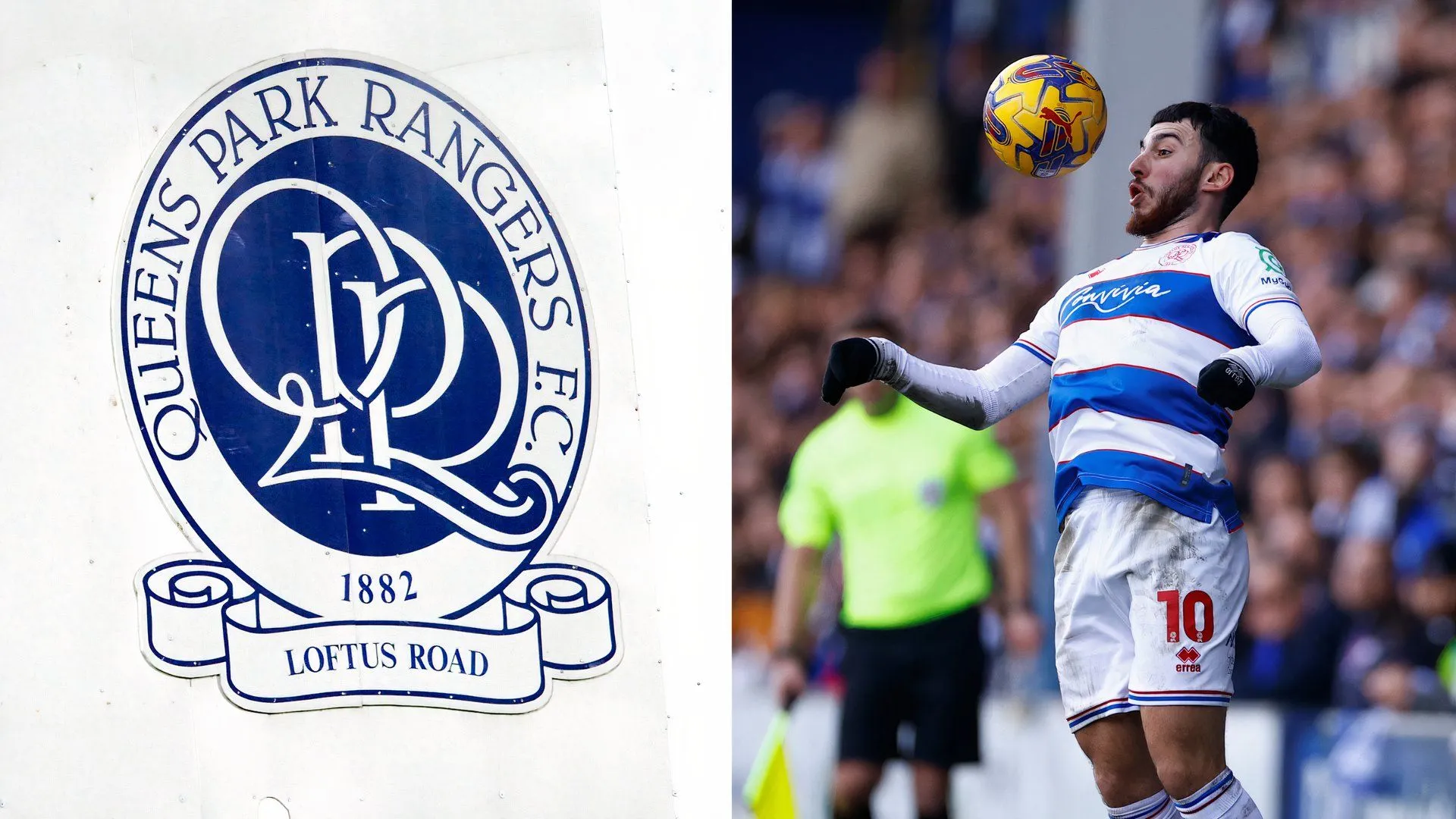 Ilias Chair, ngôi sao của QPR, trong một pha đi bóng kỹ thuật cho đội chủ sân Loftus Road