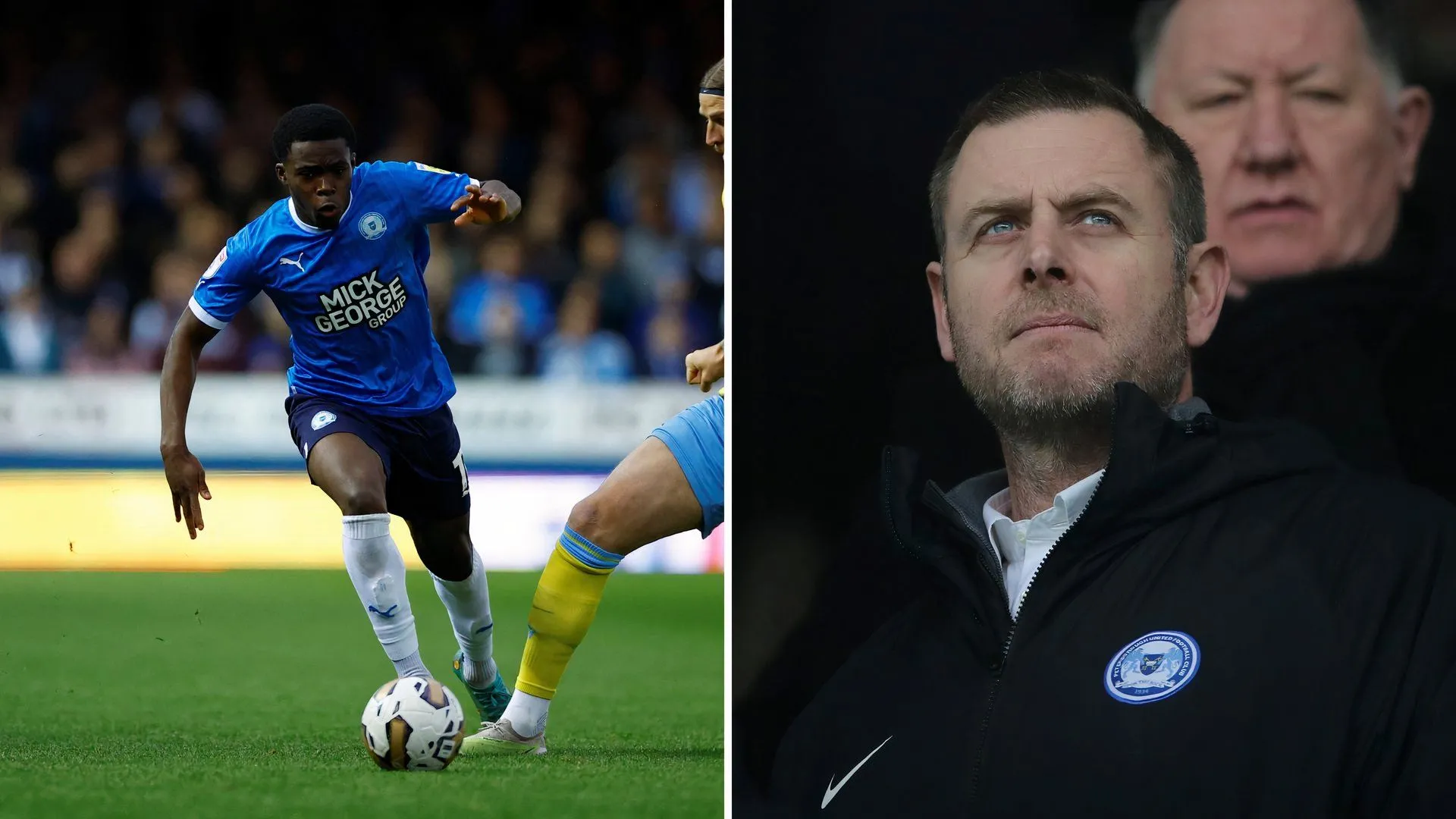 Kwame Poku và chủ tịch Peterborough United Darragh MacAnthony