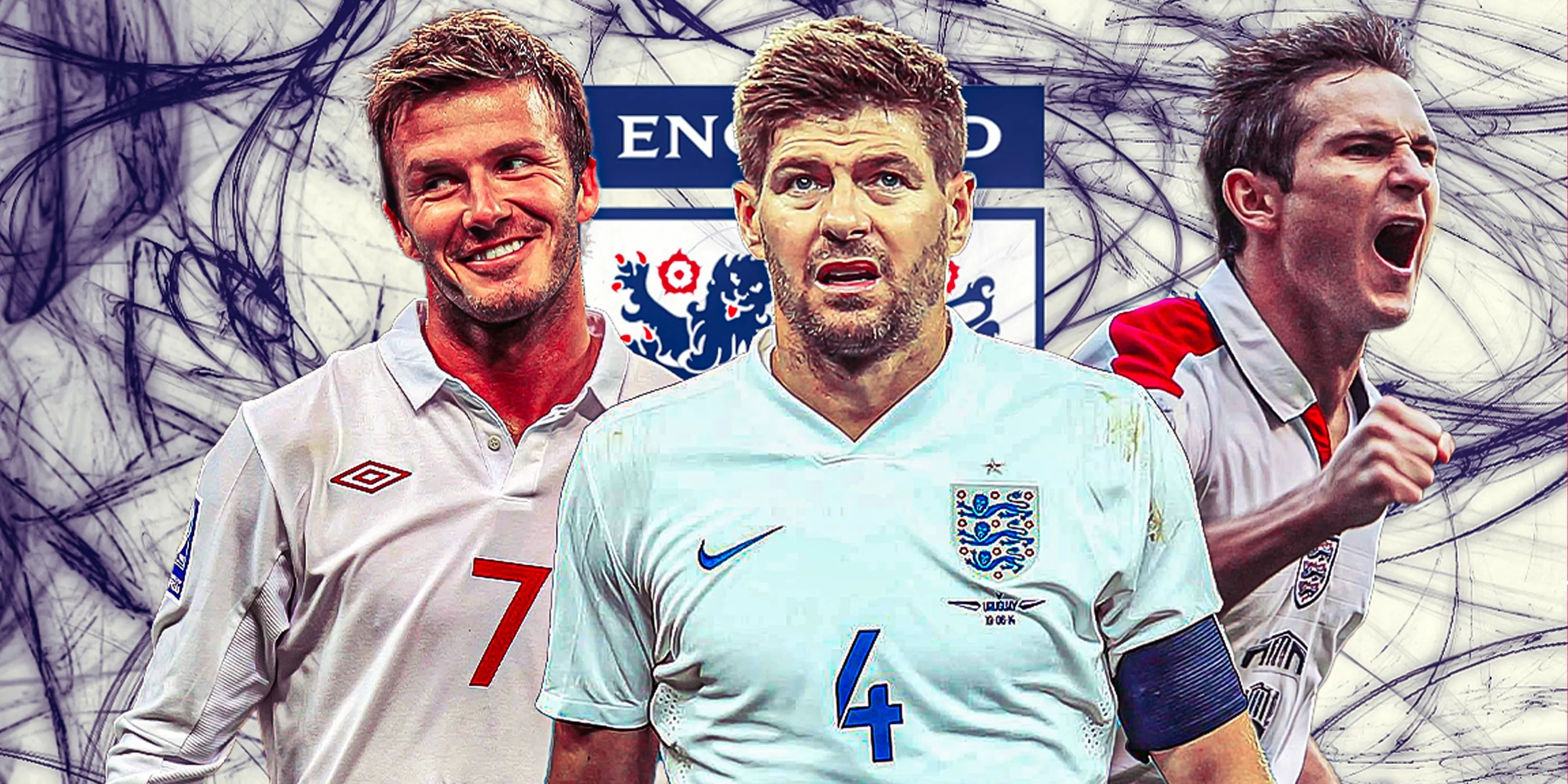 Steven Gerrard, David Beckham và Frank Lampard trong màu áo tuyển Anh