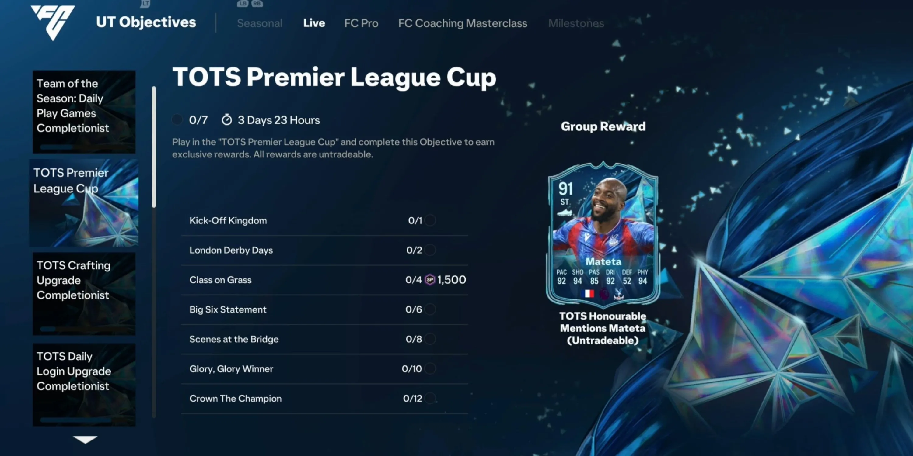 Tổng hợp phần thưởng TOTS Premier League Cup EA FC 25