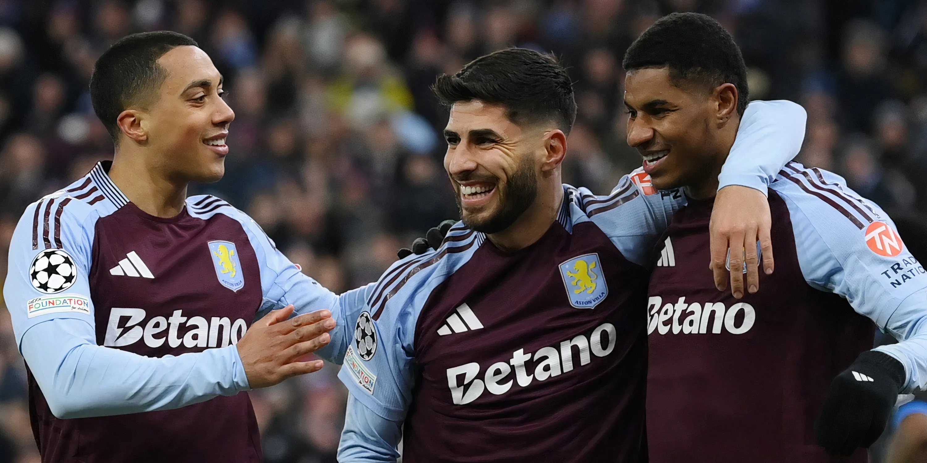 Bộ ba cầu thủ Aston Villa gồm Tielemans, Marco Asensio và Marcus Rashford