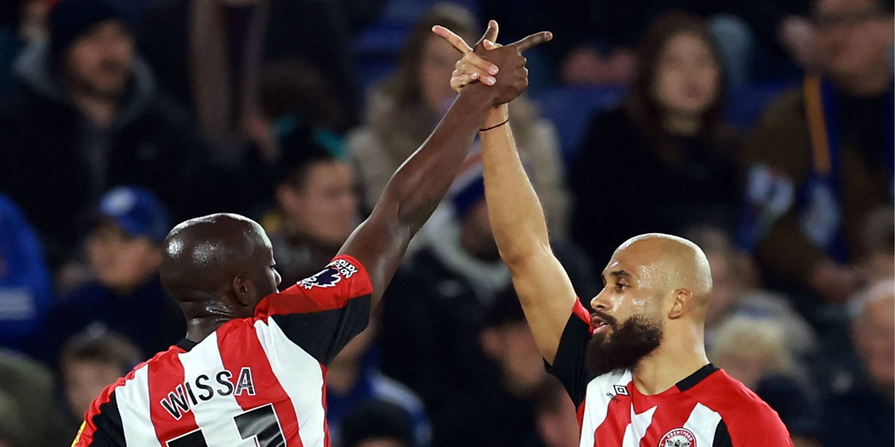 Bộ đôi tiền đạo Bryan Mbeumo và Yoane Wissa của Brentford, Wissa là mục tiêu chuyển nhượng của Nottingham Forest